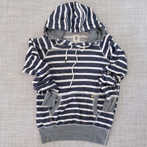 EVER Hoodie Navy and White Stripe w/ Jersey lined hoodie, size S
